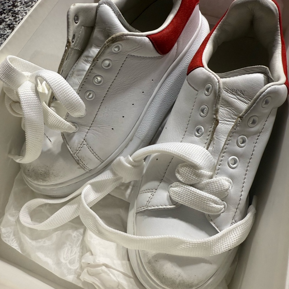 White and Red Sneakers